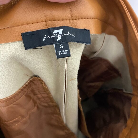 7 For All Mankind Faux Vegan Leather Belted Wide Leg Pants Trousers Camel Color - Picture 4 of 6